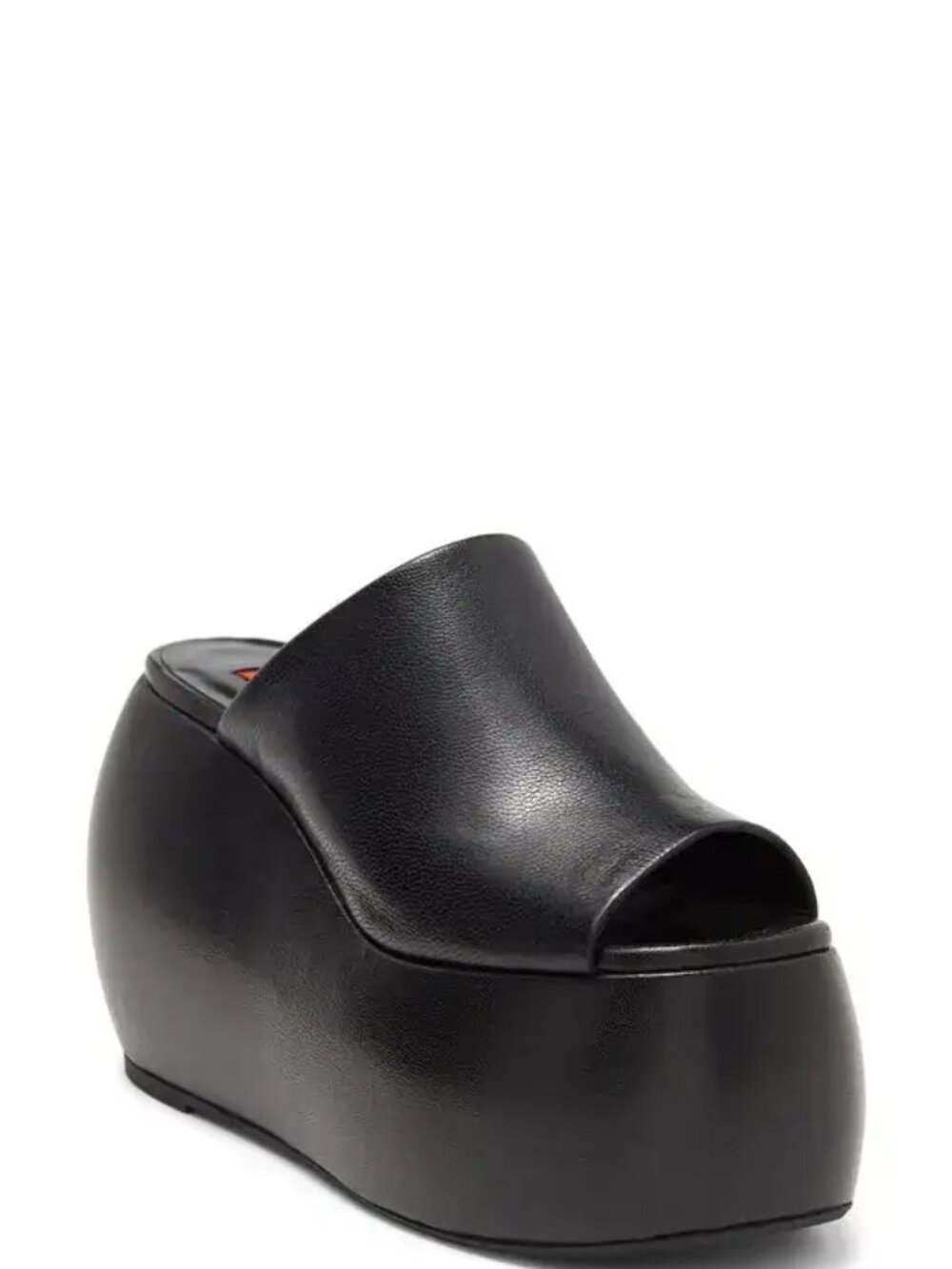 Simon Miller Black Bubble Wedge Leather Slide Platform Mules Sandal sz 8